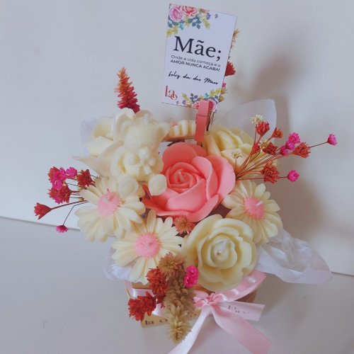 Cesta Vela de Flores Com Carinho - Dia das Mães