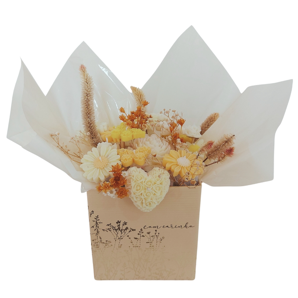 Box Buquê com Carinho Premium de Velas Aromáticas 