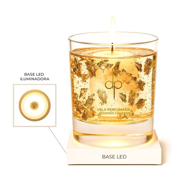 Kit Vela Perfumada - Gold 22K & Base Iluminada 