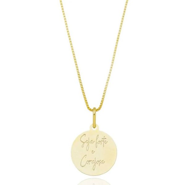 Colar Seja Forte e Corajosa Banhado a Ouro 18K