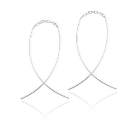 Imagem de Brinco De Prata 925 Corrente Fios Iguais