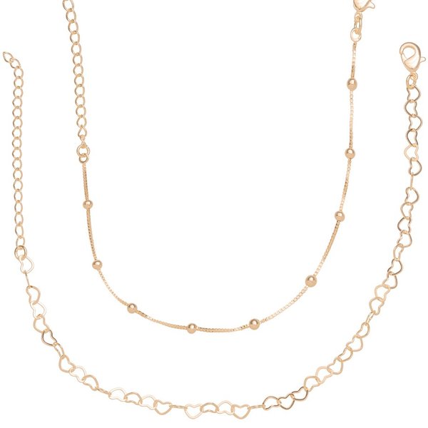 Kit Pulseiras Banhadas a Ouro 18K Coração e Bolinhas