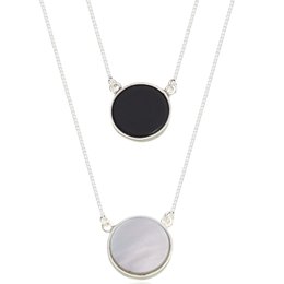 Imagem de Escapulário de Prata 925 com Madrepérola e Ônix