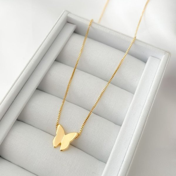 Colar Borboleta Origami Banhado a Ouro 18K