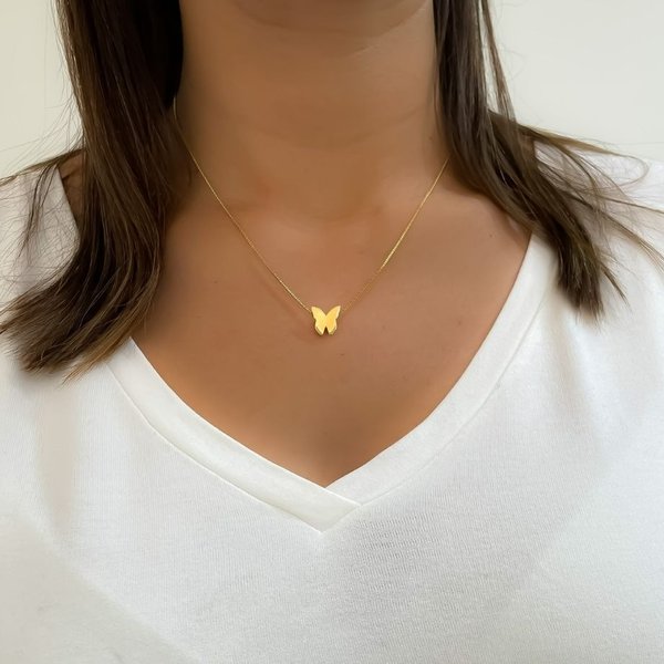 Colar Borboleta Origami Banhado a Ouro 18K