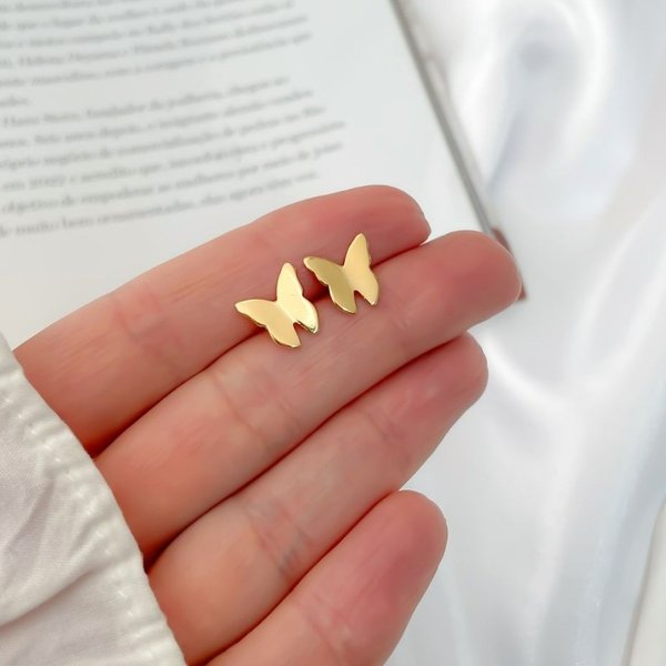 Brinco Borboleta Origami Banhado a Ouro 18K