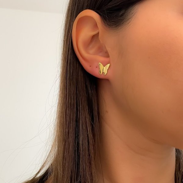 Brinco Borboleta Origami Banhado a Ouro 18K