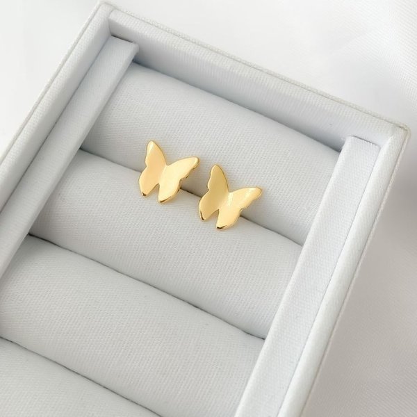Brinco Borboleta Origami Banhado a Ouro 18K