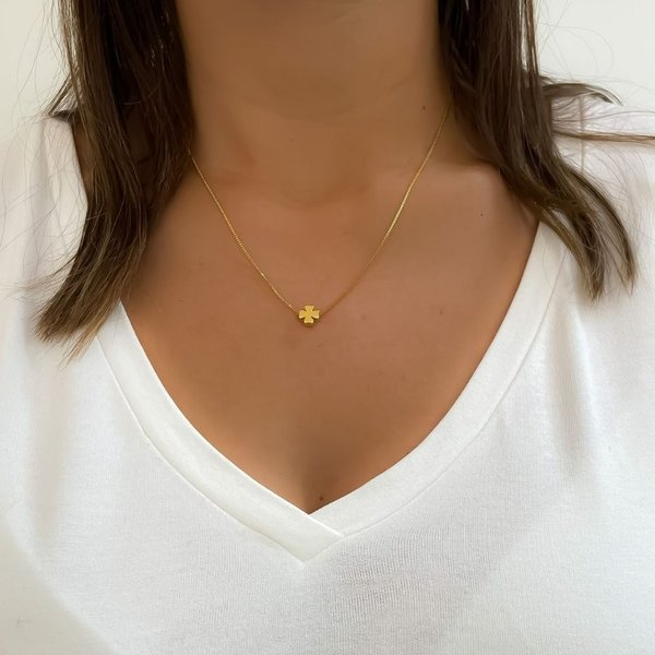 Colar Trevo da Sorte Banhado a Ouro 18K