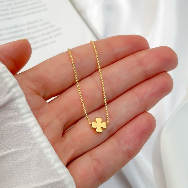 Colar Trevo da Sorte Banhado a Ouro 18K