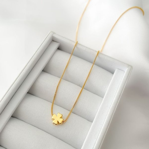 Colar Trevo da Sorte Banhado a Ouro 18K
