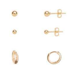 Imagem de Trio de Brincos Argolinha e Bolinhas Banhados a Ouro 1