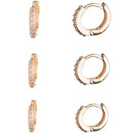 Imagem de Trio de Argolas Cravejadas Click Banhadas a Ouro 18K