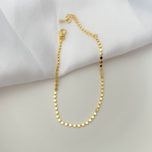 Pulseira Bolinhas Achatadas Banhada a Ouro 18K