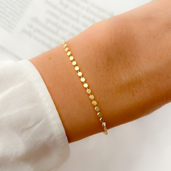 Pulseira Bolinhas Achatadas Banhada a Ouro 18K