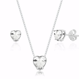 Imagem de Conjunto de Coração com Zircônia em Prata 925