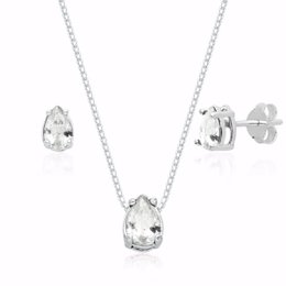 Imagem de Conjunto Gota Zircônia em Prata 925