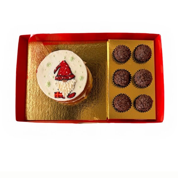 Caixa Natal Bento Cake e Brigadeiros - Papai Noel 