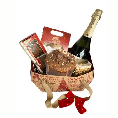 Cesta Celebrar o Natal - Chocotone Kinder Bueno