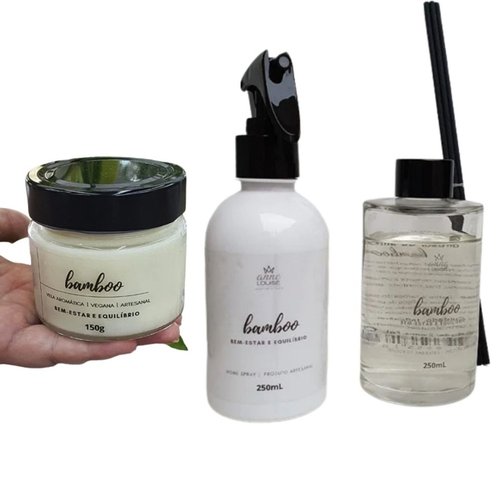 Kit Perfume de Bamboo - Vela, Home Spray e Difusor