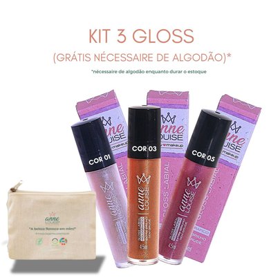 Kit 3 Gloss Labial Vegano 4,5 mL Glow