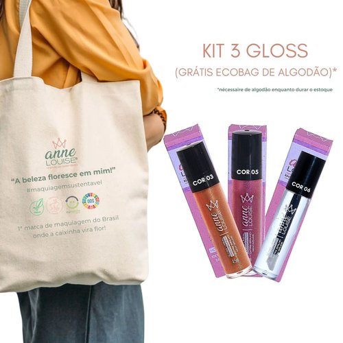 Kit 3 Gloss Labial Vegano 4,5 mL – Shine