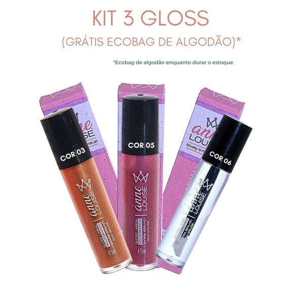 Kit 3 Gloss Labial Vegano 4,5 mL - Shine