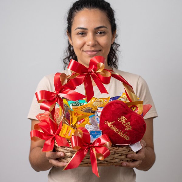 Cesta de Café Coração Aniversário 