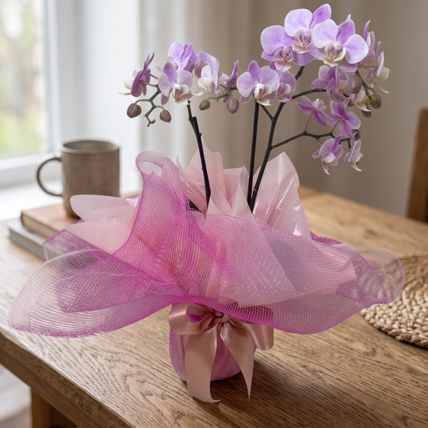 Orquídea Elegante Com Tela Rosa
