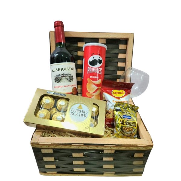  Baú Médio de Vinho com Petiscos