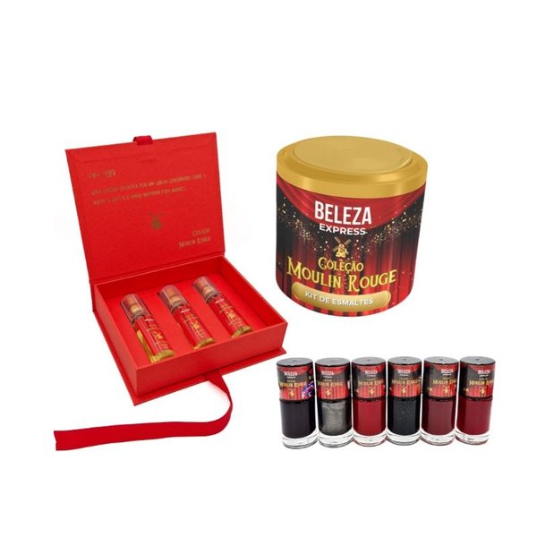 Combo Moulin Rouge Caixa de Perfume + Esmaltes e Lata