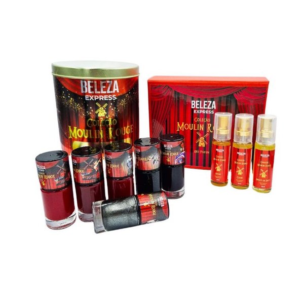 Combo Moulin Rouge Caixa de Perfume + Esmaltes e Lata