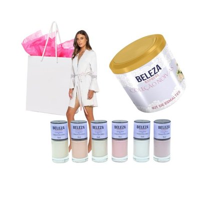 Kit Coleção Noivas com Lata Decorada e Robe com Renda