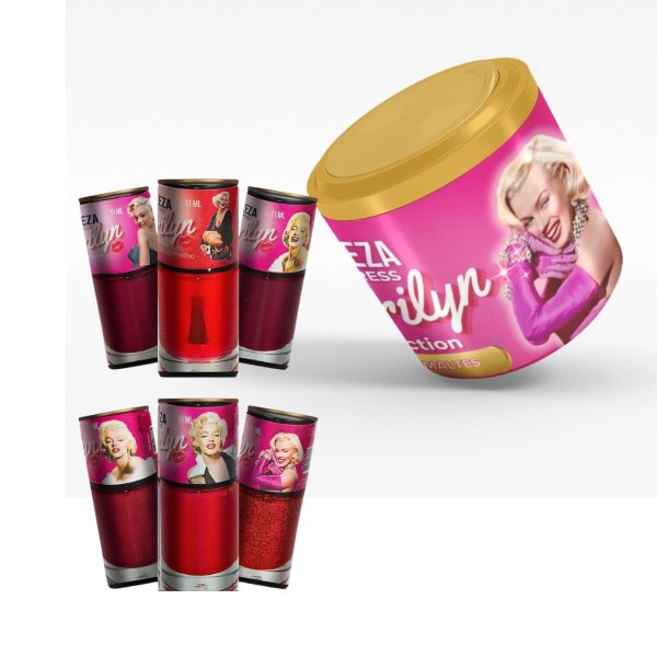 Kit de esmaltes com lata multiuso Coleção Marilyn
