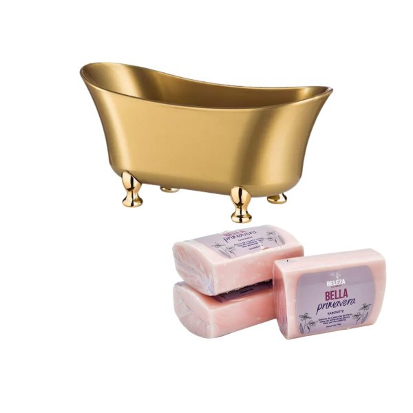 Kit Mini Banheira com 3 Sabonetes Dourada Beleza 