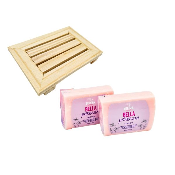 Kit Saboneteira Pallet com 2 Sabonetes