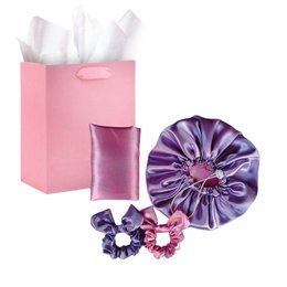 Imagem de Kit Touca Cetim Antifrizz,1 Fronha e 2 Scrunchies