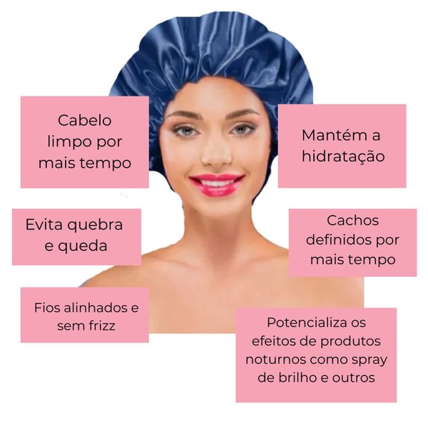 Kit Touca Cetim Antifrizz,1 Fronha e 2 Scrunchies