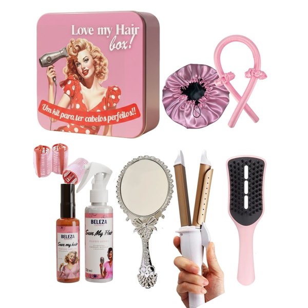 Kit acessórios Love My Hair Beleza Express rosa