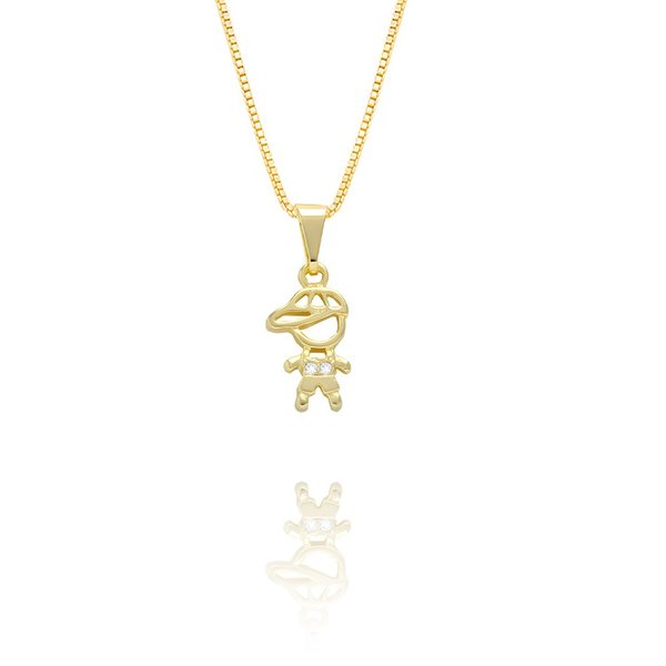 Colar Menino com Micro Zircônia Classica Ouro Amarelo 