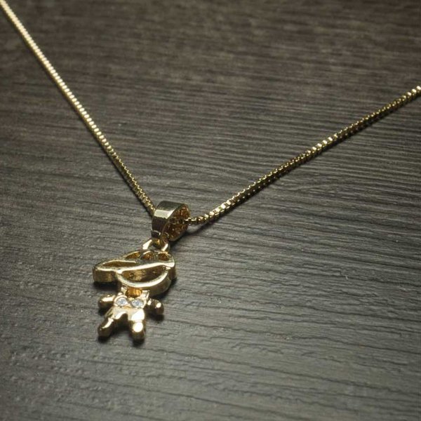 Colar Menino com Micro Zircônia Classica Ouro Amarelo 