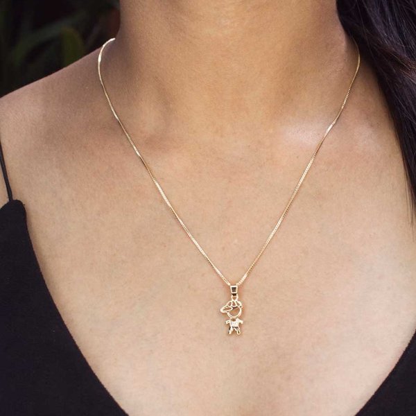 Colar Menino com Micro Zircônia Classica Ouro Amarelo 
