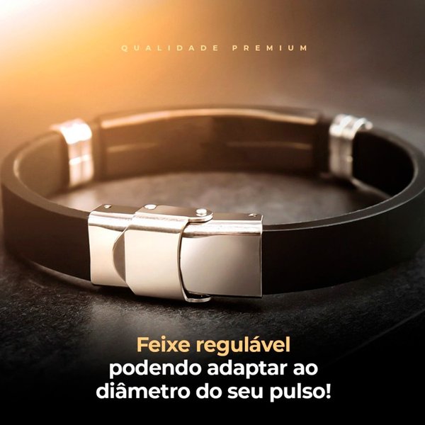 Pulseira Safra Black Oração Pai Nosso em Aço