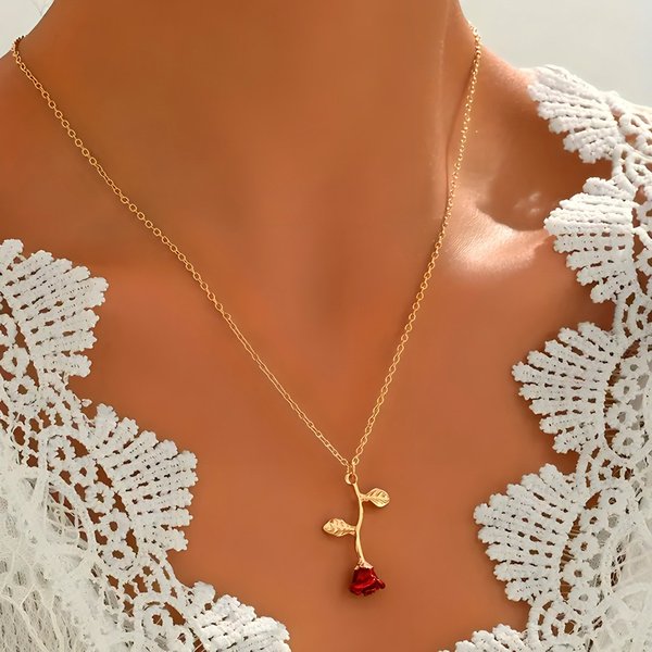 Colar Botão de Rosa Ouro Amarelo 18K