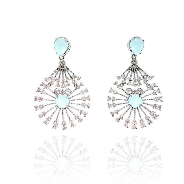 Brinco Festa Cristal Cor Aquamarine com Micro