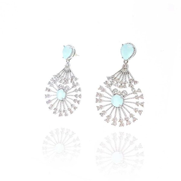 Brinco Festa Cristal Cor Aquamarine com Micro