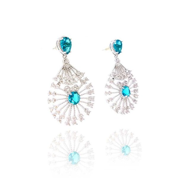 Brinco Festa Cristal Cor Malaquita com Micro Zircônias