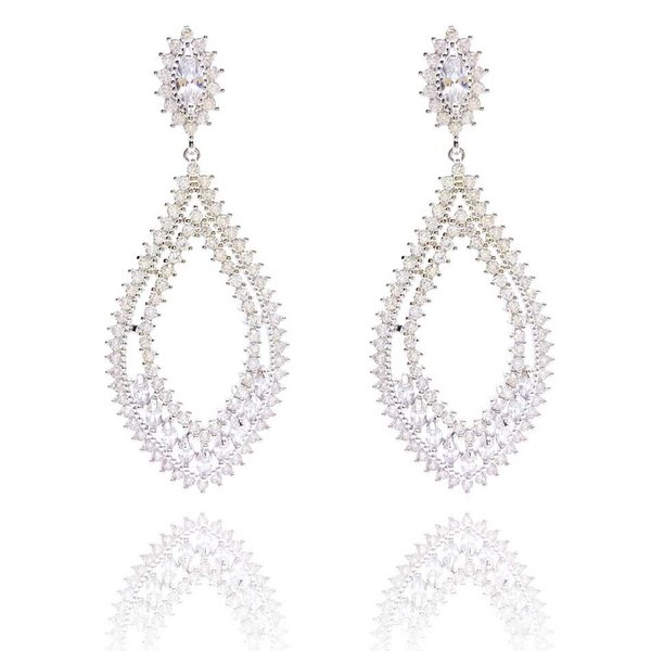 Brinco Luna Cristal Ouro Branco
