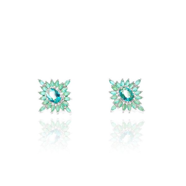 Brinco Etoile Cristal Cor Turmalina Verde com Navetes 