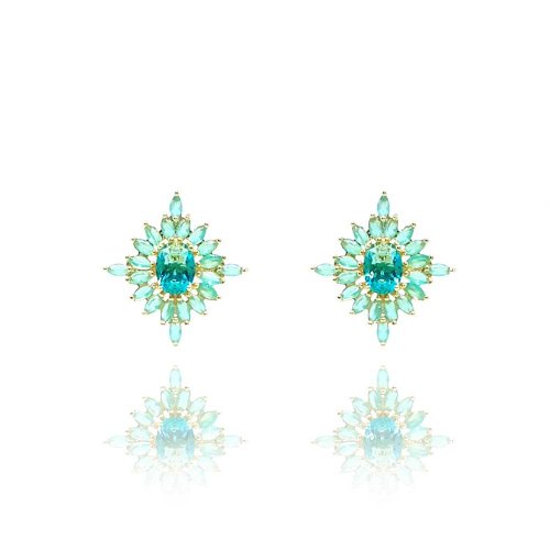 Brinco Etoile Cristal Turmalina Ouro Amarelo 18K